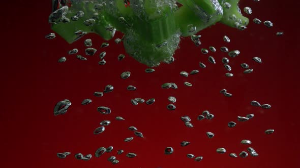 Celery in water, Slow Motion