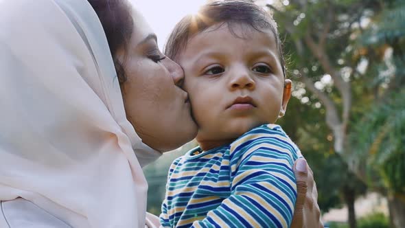 Mother and son at the park