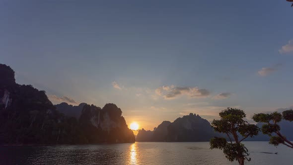 Time Lapse Sunset In The Channel Of Mountain.