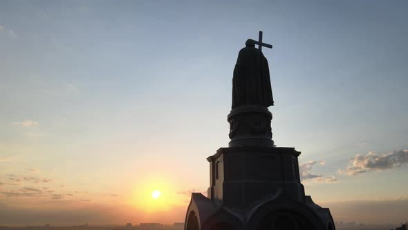 Monument To Vladimir the Great at Dawn in the Morning. Kyiv, Ukraine