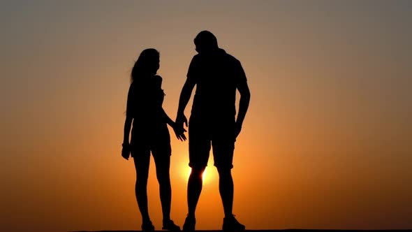 Couple Lovers In Sunset Silhouette 9