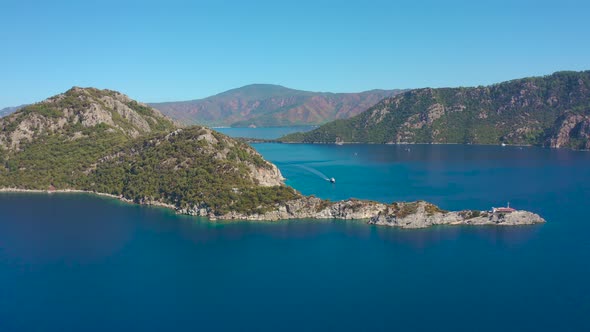 View of Mountains Aegean Coast of Icmeler Marmaris Mugla Province Turkey