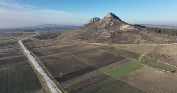 Aerial view of Mount Saint Elias in Kakheti, Georgia