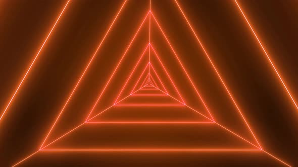 Brown Neon Light Triangle Tunnel Animated Background