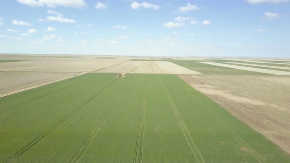 Aerial view of farmlands on Eastern Plains in the Spring.