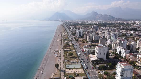 Aerial View Antalya Turkey  Resort Town Seashore