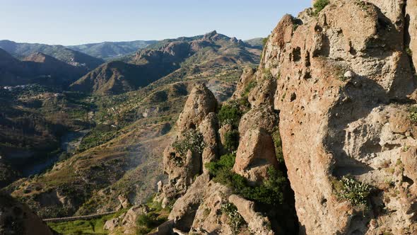 Mountains of an Ancient Ghost Town Pentedattilo in the Mountain in Calabria