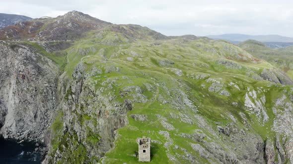 Slieve League Cliffs Located In Co Donegal, Ireland. The camera is going in reverse unveiling the to