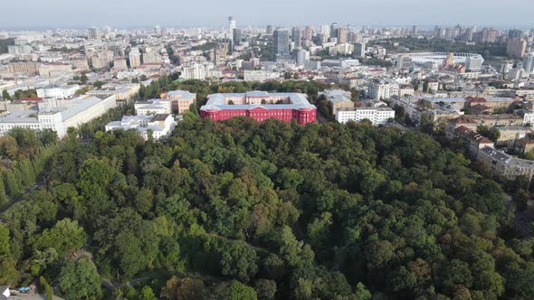 Cityscape of Kyiv, Ukraine. Aerial View, Slow Motion