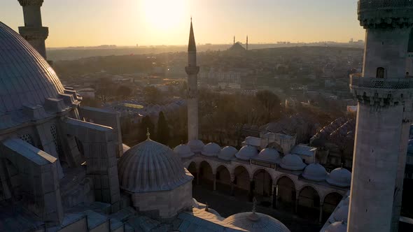 Aerial footage of Suleymaniye Mosque