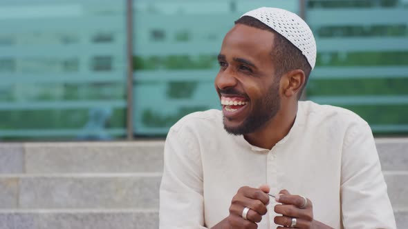 Happy Black Muslim Man Smiling