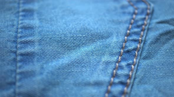 Blue Denim Fabric Texture And Stitching