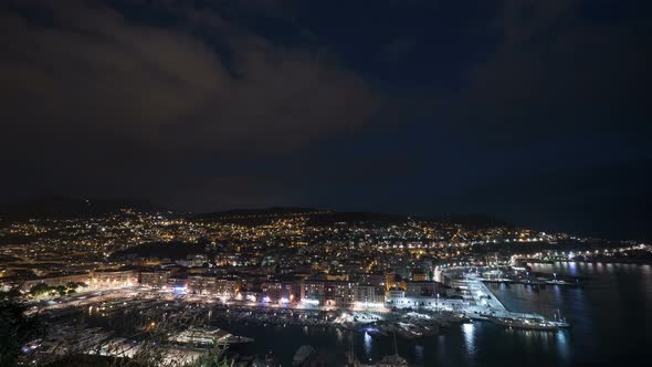 Night timelapse of Port Lympia in Nice