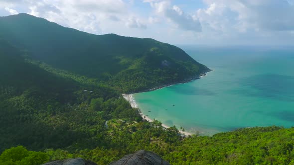 Aerial View of Bottle Beach and Viewpoint in Koh Phangan Thailand