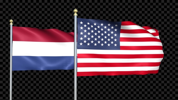 Netherlands And United States Two Countries Flags Waving