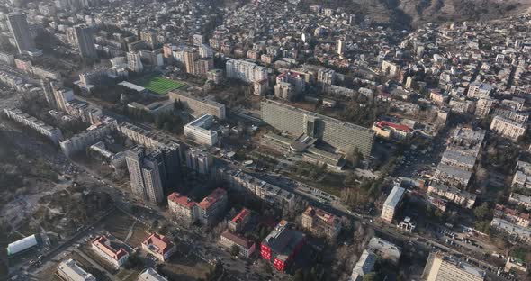 Tbilisi, Georgia - March 3 2022: Flying over Al. Kazbegi Avenue