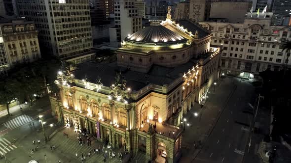 Night Sao Paulo cityscape. Night city landscape of downtown urban