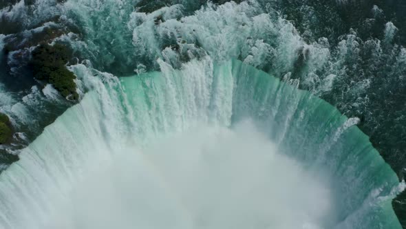 Aerial View of Niagara Falls Waterfall - The Horseshoe Falls - New York, USA