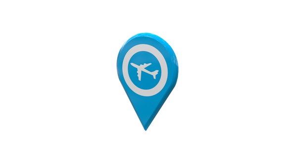 Blue Airport Map Location 3D Pin Icon V11