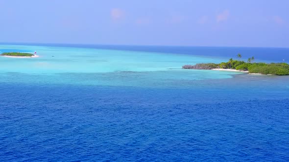 Aerial drone seascape of marine coast beach time by sea with sand background