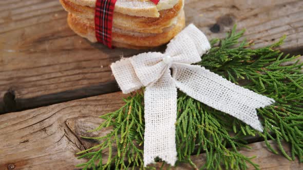 Stack of sweet food tied with ribbon