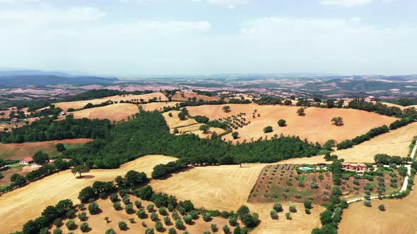 Tuscan Countryside Shot with Drone at Summer Time