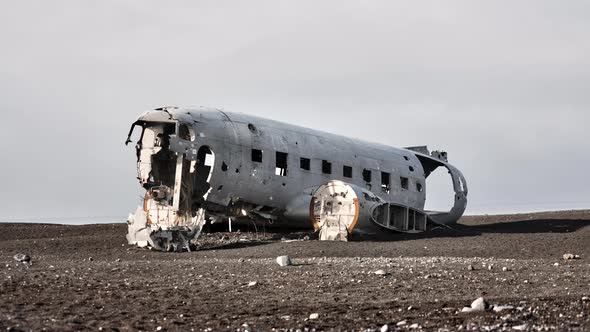 Beautiful Landscape Shot of Solheimasandur Plane Wreck in Iceland