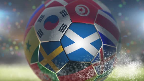 Scotland Flag on a Soccer Ball - Football in Stadium