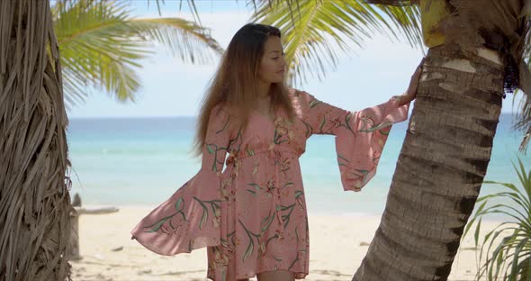 Trendy Ethnic Lady Leaning on Palm