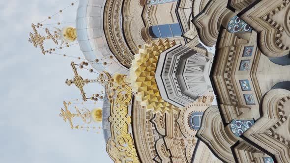 The Golden Dome of the Cathedral of Lieutenant Schmidt on a Clear Winter Frosty Day Orthodox Church