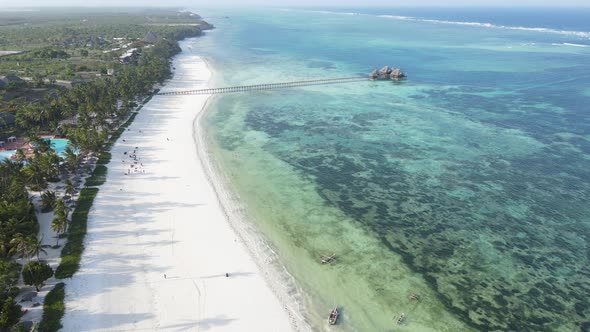 Aerial View of the Beach on Zanzibar Island Tanzania