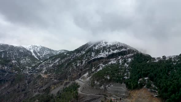 Soft Winter in the Mountains Aerial View 4 K