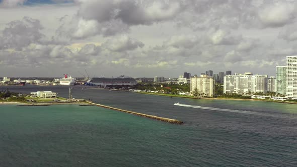 Aerial video Port Everglades Florida USA