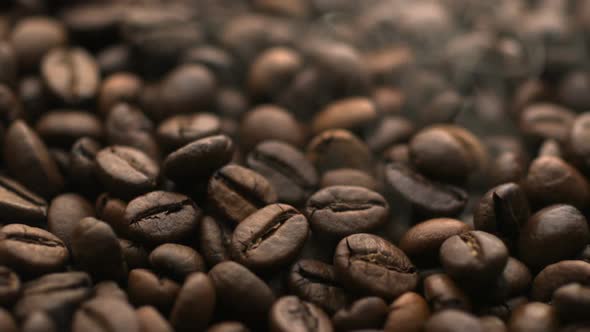 Smoldering from coffee beans, Slow Motion