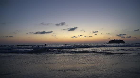 Beautiful Sunset Overlooking the Sea and Horizon