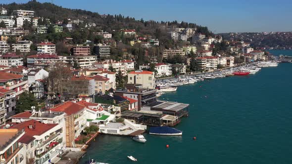 Istanbul Bebek Bosphorus Marine And Boats Aerial View 3