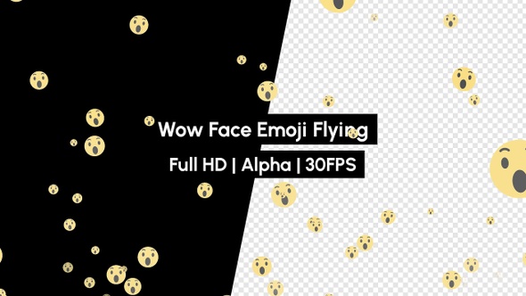 Wow Face React Emoji Flying with Alpha