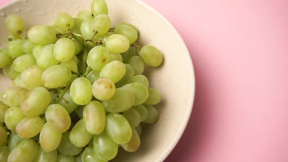 Closeup View on Green Grape in the Plate