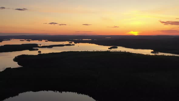 2 small Isolated Islands in Scandinavia, on a Lake With Forestry Land
Surrounding it all. Sunset sho