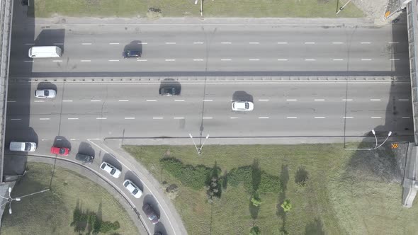 Kyiv. Ukraine: Road Junction. Aerial View, Flat, Gray