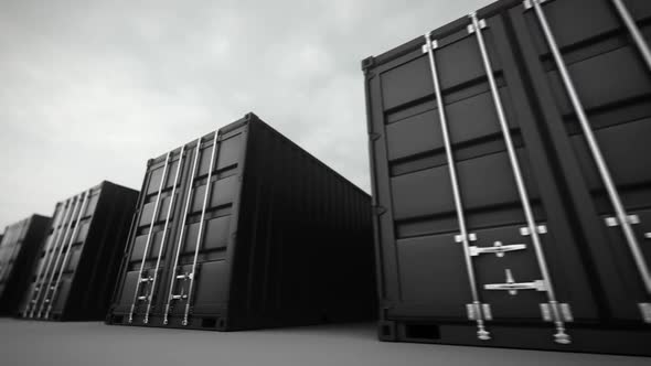 Endless animation of the closed black cargo containers array. Loopable. HD