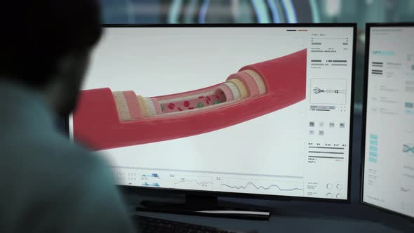 Examination scanner identifies the covid bacteria cells in the patients blood