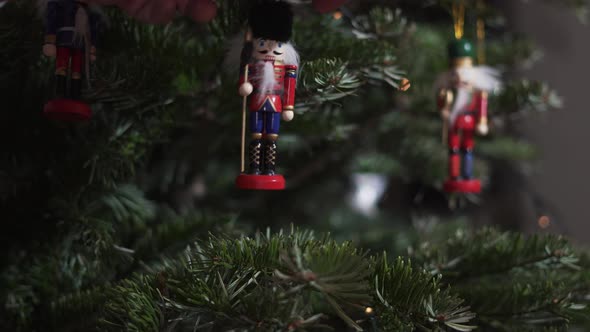 Decoration Toy Nutcracker on Christmas Tree
