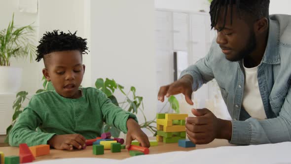 Father and son at home