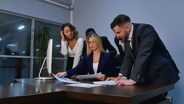 Business team meeting discussion in office