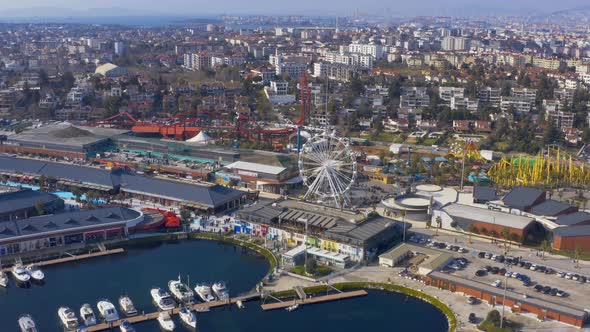 Istanbul Maltepe Bosphorus Aerial View Marina And Amusement Park