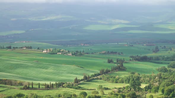 Tuscany Panorama with Farmland Hill Fields