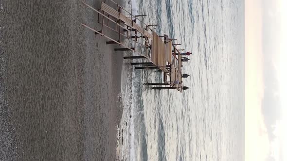 Vertical Video Beach at the Seaside Resort Town