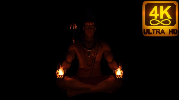 Meditating in the darkness 3D Lord Shiva Fire Control Spiritual Texture Sacred Creation Ohm 4K Trip