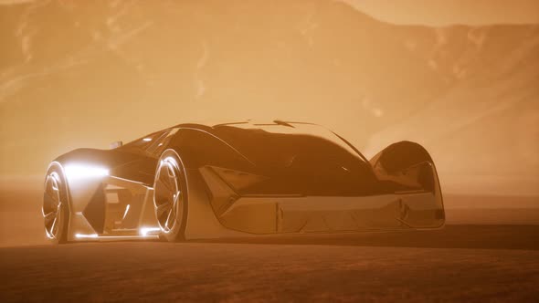 Supercar at Sunset in Desert alt